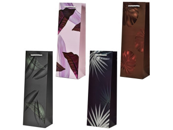 Пакет подарунковий паперовий під пляшку Leaf, 12x9x36см