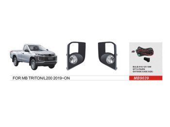 Фары дополнительные MB-9039 для Mitsubishi Triton/L200/Pajero Sport (с 2018), H16, 12V, 19W, с прово