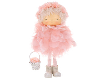 Декоративная кукла, 24x17x35,5см, цвет – персиково-розовый
