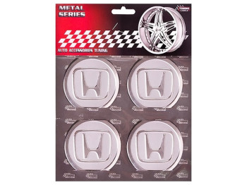 Наклейки на колпаки HONDA, 6см, серые, 4шт