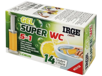Гель-стикер для унитаза Irge Casa, Gel Super WC 5 в 1 Lemon, 14 аппликаций, полимер, 45г