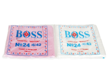 Кульок із ручками типу майка Boss (100шт) 24x42см 250гр