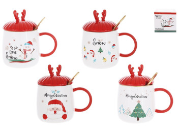 Чашка Різдвяний настрій, з кришкою та ложкою, 400мл