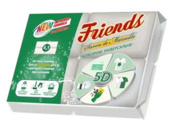 Мыло хозяйственное Друг friends, 4 шт по 115 г, классическое универсальное 72%