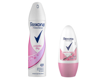 Набор антиперсперантов Rexona MotionSense Сухость пудры (Аэрозоль 150мл+Шариковый 50мл)