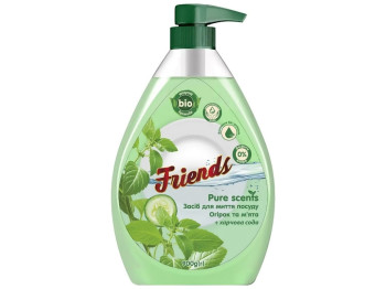 Засіб для миття посуду Friends Pure scents Огірок та м'ята, з дозатором, 900мл