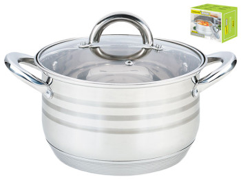 Кастрюля с крышкой Maestro многослойное дно, нержавеющая сталь D26см 8,2л