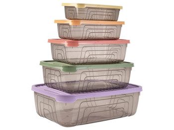 Набір контейнерів Herevin Rectangular Storage Bowl Set-2024 Colours, 350мл, 5шт, 8699038114470