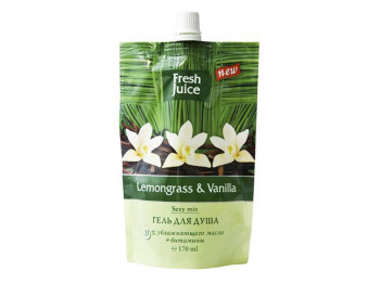 Крем-гель для душу Fresh Juice дой-пак "Lemongrass & Vanilla" лимонник і ваніль 200мл