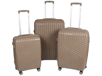 Чемодан с кодовым замком, полипропилен, металл, 20/24/28 дюймов, цвет бежевый (цена за набор 3шт)