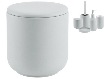 Контейнер для зберігання Bathlux керамічний з кришкою, 10×10,6см, сіро-блакитний (ціна за 1 предмет)