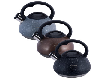 Чайник Kamille 3л нержавеющая сталь со свистком и бакелитовой ручкой (коричневый, серый, черный)