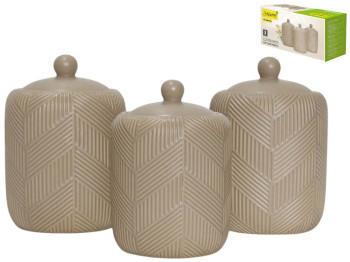 Набор емкостей Maestro Geometry Beige, керамика, 700мл, 16х10см, цвет бежевый (цена за 3 предмета)