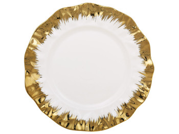 Блюдо фарфоровое круглое с золотой каймой, D29×4см