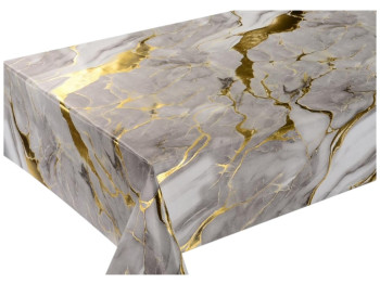 Клейонка Marble, на тканинній основі, ПВХ, 1,37×20м, дизайн сіро-золотий мармур (ціна за рулон)
