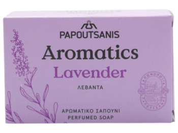 Мыло твердое Papoutsanis Aromatics, лаванда, прямоугольная форма, 100 г.
