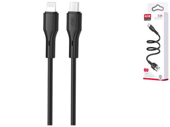 Кабель USB XO NB230 Rock Series Lightning 2.4A, Чёрный