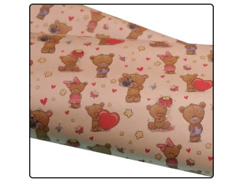 Папір пакувальний крафт Ведмедик на бурому, 70x100см, 10л/уп