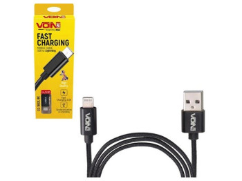Кабель VOIN черный CC-1802L BK USB - Lightning 3А, 2м, быстрая зарядка, передача данных