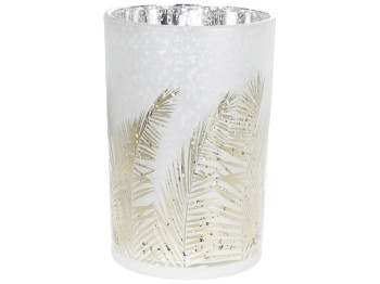 Подсвечник с рисунком Камыш, цвет - матовое серебро, 18см