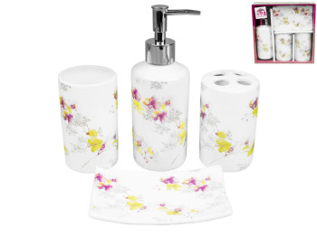 Набор в ванную 4 предмета керамический Орхидея