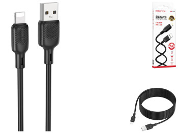 Кабель USB Borofone BX113 Silicone Lightning 2.4A 2м Колір Чорний