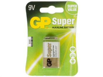 Батарейка алкалінова GP Super Alkaline 1604A, 6LR61, 6LF22, MN1604 9V (ціна за 1шт на блістері)