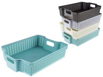 Лоток-плетенка пластиковый с ручками М 27,5х19,5х6,5см (цена за 1шт) R85483M