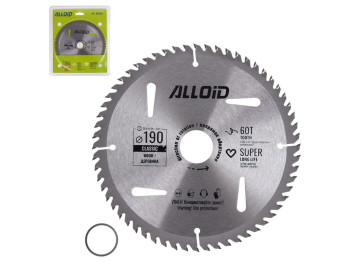 Диск пильный Alloid по дереву, 60 зубьев, твердосплавные напайки, 190x30/25,4мм