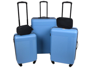 Чемодан + 2 сумки, поликарбонат, 20/24/28, цвет синий (цена за набор 5шт)