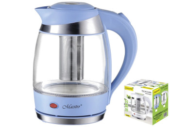 Чайник электрический Maestro BLUE стеклянный, с заварником, 1850-2200 Вт 1,8л