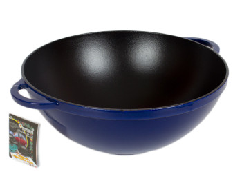 Кастрюля чугунная WOK эмал. глянц. 30x13см 5.5л синяя 02047