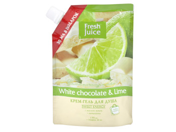 Крем-гель для душу Fresh Juice дой-пак "White chocolate & Lime" білий шоколад і лайм 200мл