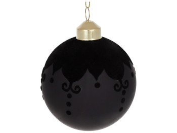 Ёлочный шар Черный кардинал в дисплей коробке, 8см, цвет - матовый черный с бархатом