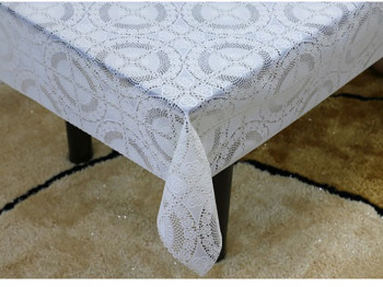 Клеенка виниловая ажурная "Lace" с перламутром беж 1,37x20 метров (цена за рулон)