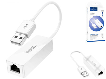 Перехідник Hoco UA22 USB to Ethernet adapter (100 Mbps), Бiлий