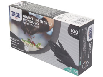 Перчатки нитриловые Irge Casa, одноразовые, нестерильные, размер M, цвет черный, 100шт/уп