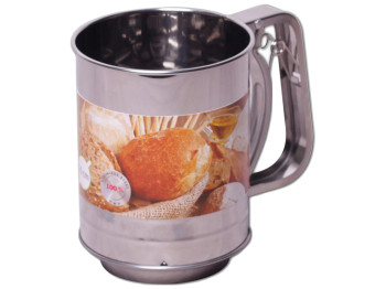 Кружка-сито Kamille для просеивания муки с тройным ситовым дном из нержавеющей стали D10х13см