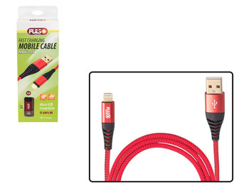 Кабель Pulso CC-4201L RD, USB - Lightning 3А, 1м, red (быстрая зарядка/передача данных)