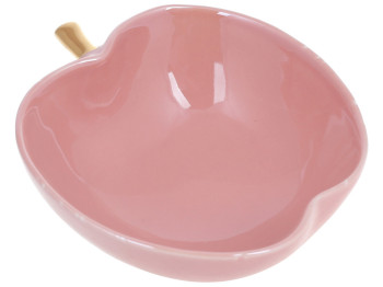 Фарфоровая пиала Яблоко, 400мл, цвет - розовый перламутр с золотом