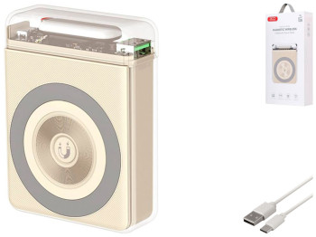 Power Bank XO PR226 Mini Transparent Magnetic Absorption 15W 10000mAh Цвет Бежевый
