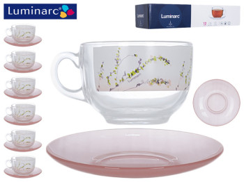 Сервиз чайный Luminarc Evolution Trompette блюдце 14см - 6шт, чашка 220мл - 6шт (цена за 12пр) P6876
