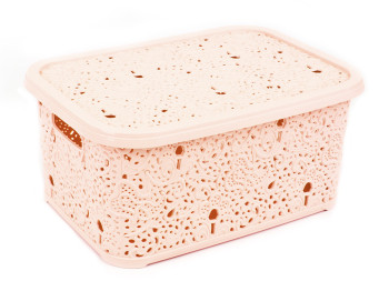 Корзина с крышкой пудра 10л Elif