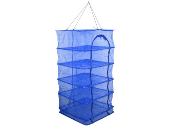 Сетка для сушки рыбы U, 5 ярусов, усиленный каркас, металл, полиэстер, 45×45×95см, цвет синий