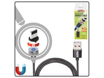 Кабель магнитный PULSO USB - Lightning 2,4А, 2m, black (только зарядка)