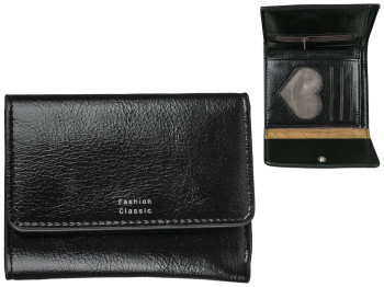 Кошелек женский кожзам. черный "Fashion" 11,5х2,5х9см
