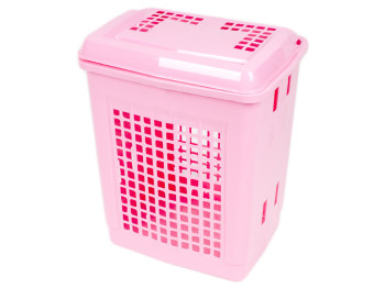 Корзина для белья с крышкой 55л (цвет розовый) Консенсус