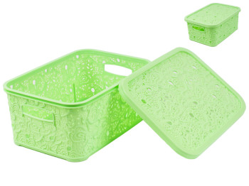 Кошик з кришкою "Ажур" (колір - салатовий) 6л Efe plastics