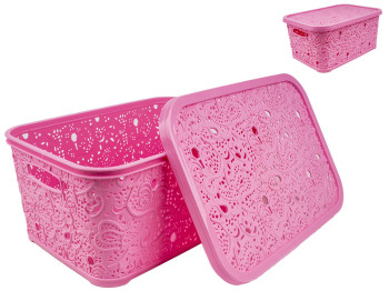 Кошик з кришкою Ажур (колір - рожевий) 10л Efe plastics