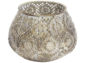 Декоративный металлический подсвечник со стеклянной колбой, 15см